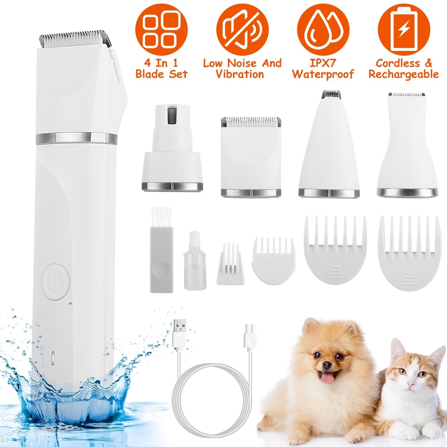 4 In 1 Electric Pet Dog Cat Grooming Kit Cordless Rechargeable Pet Hair Trimmer 4 In 1 Electric Pet Dog Cat Grooming Kit Cordless Rechargeable Pet Hair Trimmer
