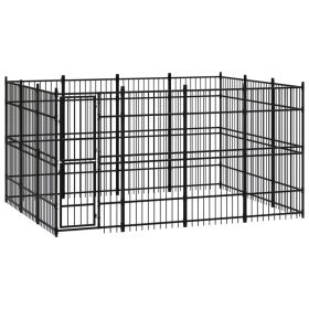 Outdoor Dog Kennel Steel 119 ftÂ¬â‰¤ (Color: Black)