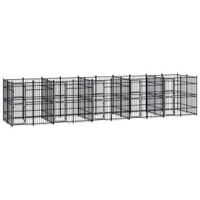 Outdoor Dog Kennel Steel 198.4 ftÂ¬â‰¤ (Color: Black)