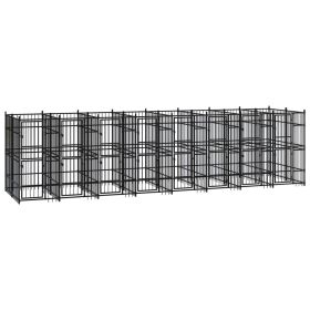 Outdoor Dog Kennel Steel 158.8 ftÂ¬â‰¤ (Color: Black)